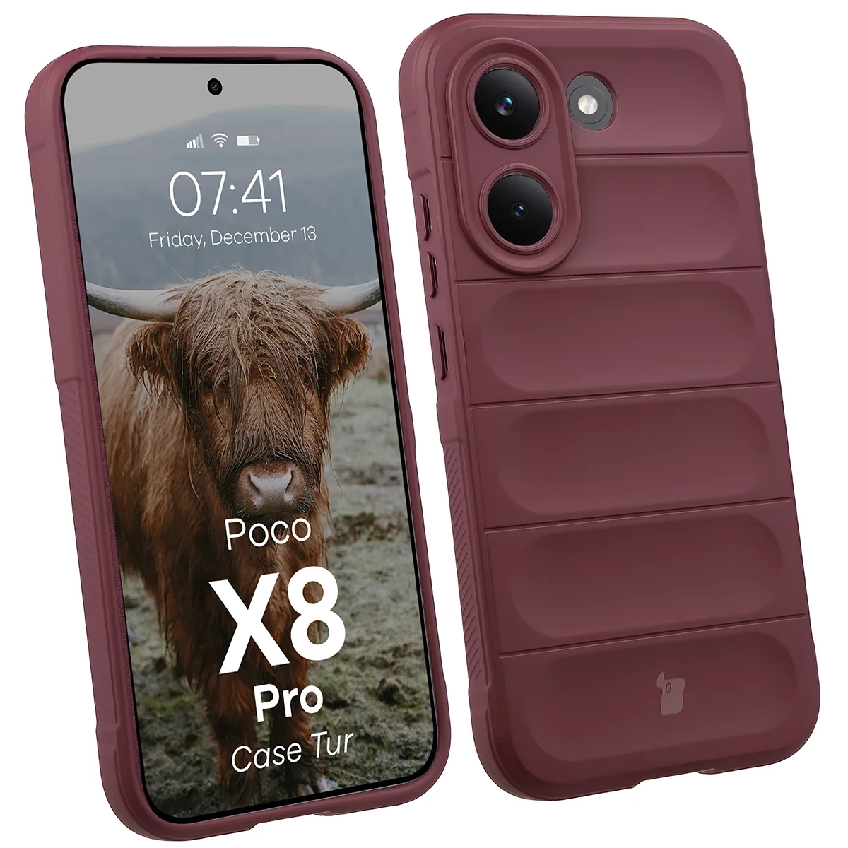 Etui Bizon Case Tur do Xiaomi POCO X8 Pro Ciemnofioletowy