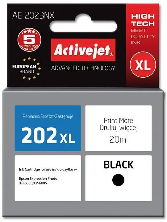 Tusz ActiveJet AE-202BNX (zamiennik 202XL) Czarny 20 ml