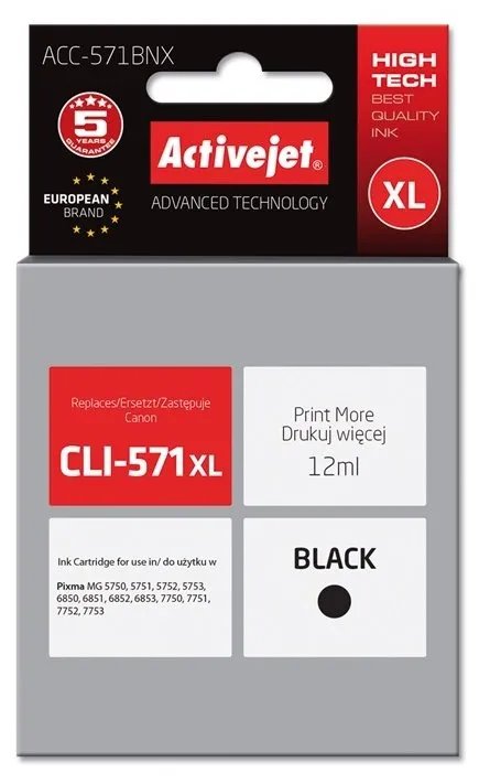 Tusz ActiveJet ACC-571BNX (zamiennik CLI-571XL) Czarny 12 ml