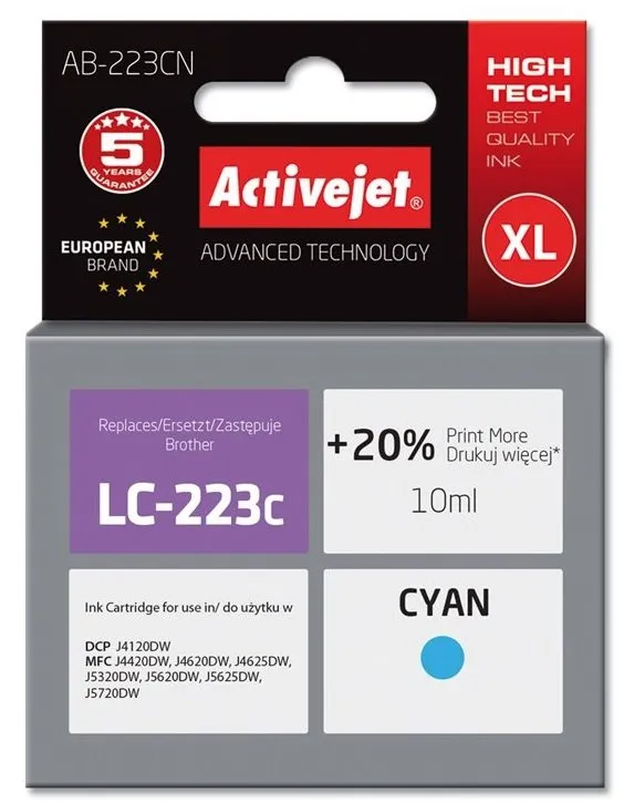 Tusz ActiveJet AB-223CN (zamiennik LC-223C) Niebieski 10 ml