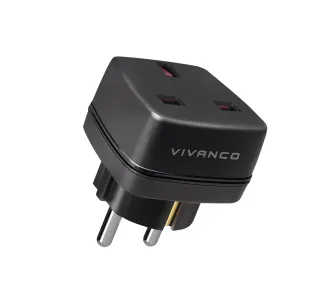 Adapter podróżny Vivanco Gniazdo UK na EU Schuko Czarny