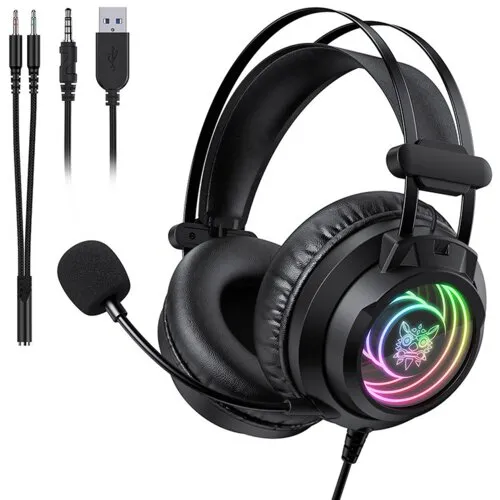 Słuchawki przewodowe z mikrofonem Onikuma X80 RGB Nauszne Czarny