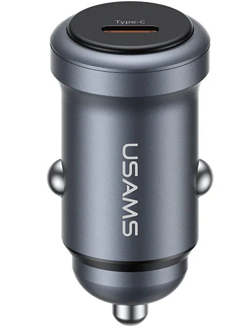 Ładowarka samochodowa USAMS CC321 Aluminium PD USB-C 30W Szary