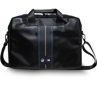 Torba na laptopa BMW Carbon Blue Stripes 16" Czarny