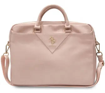 Torba na laptopa Guess ZIP Leather Triangle 16" Różowy