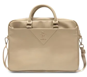 Torba na laptopa Guess ZIP Leather Triangle 16" Złoty