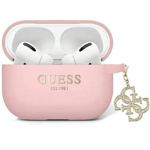 Etui na słuchawki Guess Liquid Silicone Glitter Triangle Charm do Apple Airpods Pro 2 Różowy