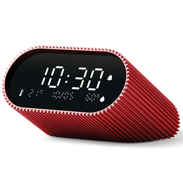 Budzik Lexon Ray Clock Saguine Red LR155SR3 z czujnikiem temperatury i wilgotności Czerwony