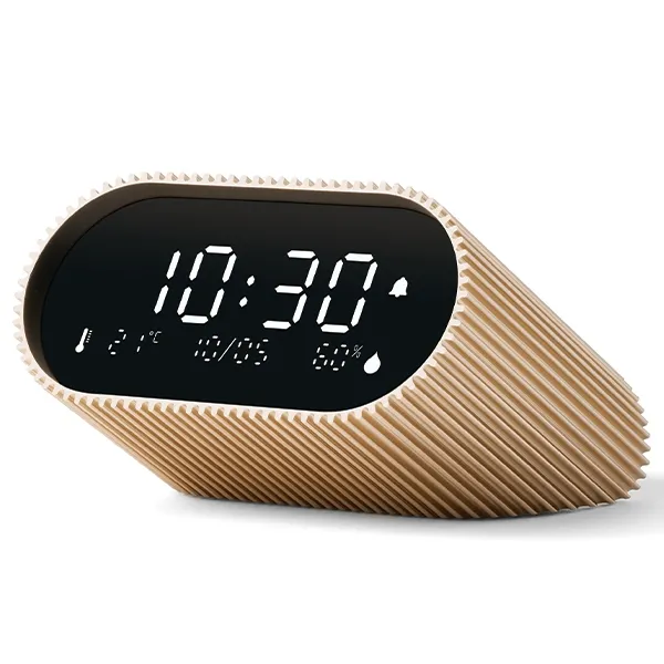 Budzik Lexon Ray Clock Vivid Gold LR155VG3 z czujnikiem temperatury i wilgotności Złoty