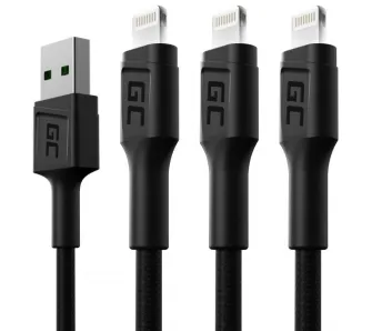 Kabel Green Cell KABGCSET0 USB-A - Lightning 1,2m Czarny 3szt.