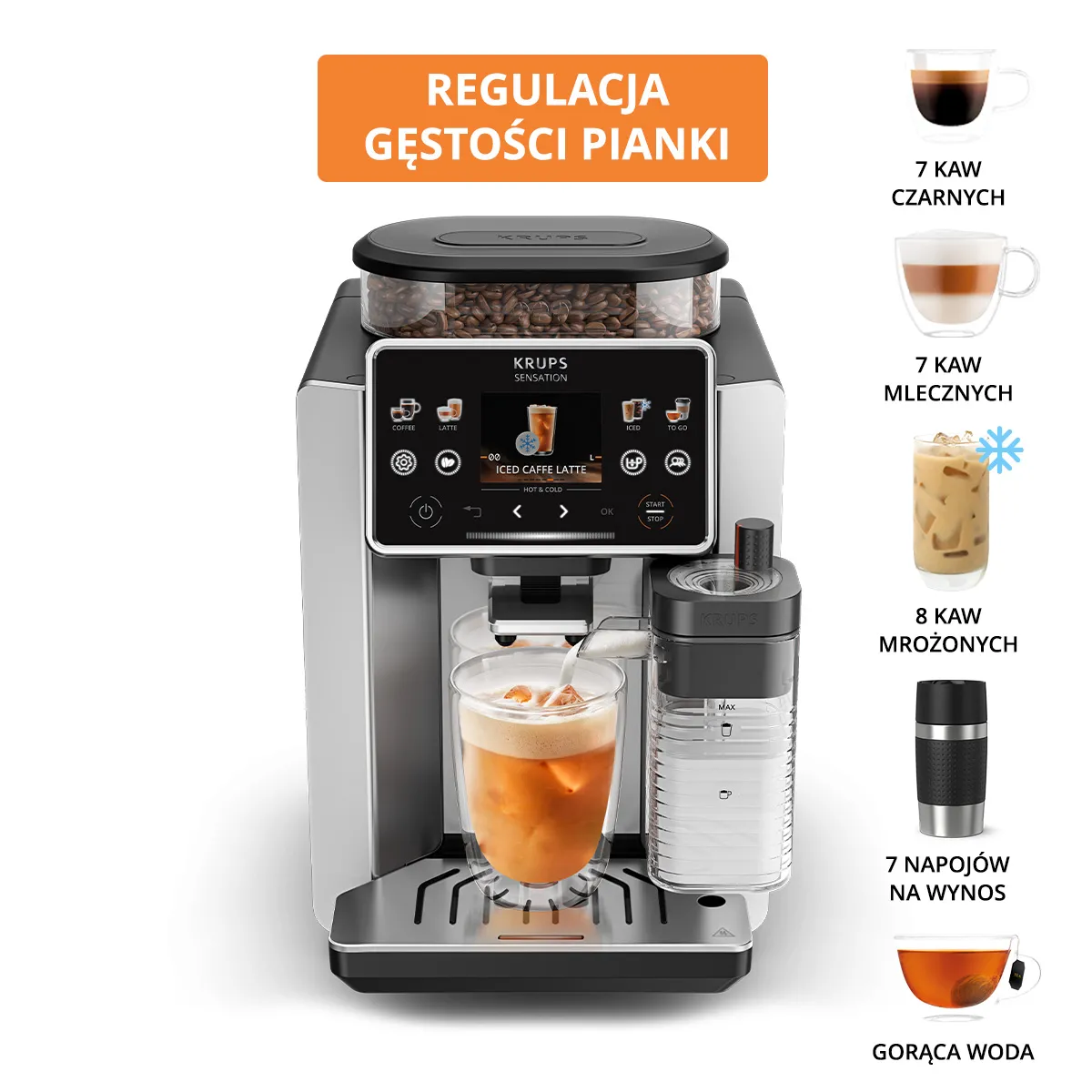 Ekspres Krups Sensation Elite EA918GE0 Kawa mrożona Szerokość 24cm