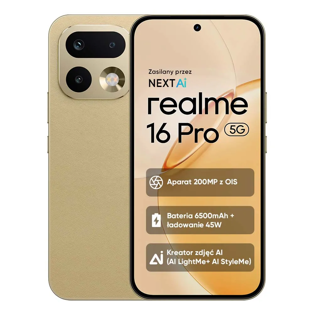 Smartfon realme 16 Pro 5G 8/512GB 6,78" 144Hz 200Mpix Złoty