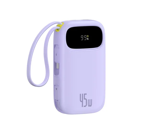 Baseus EnerFill FC31 QPow3 20000mAh 45W z dwoma wbudowanymi kablami Fioletowy