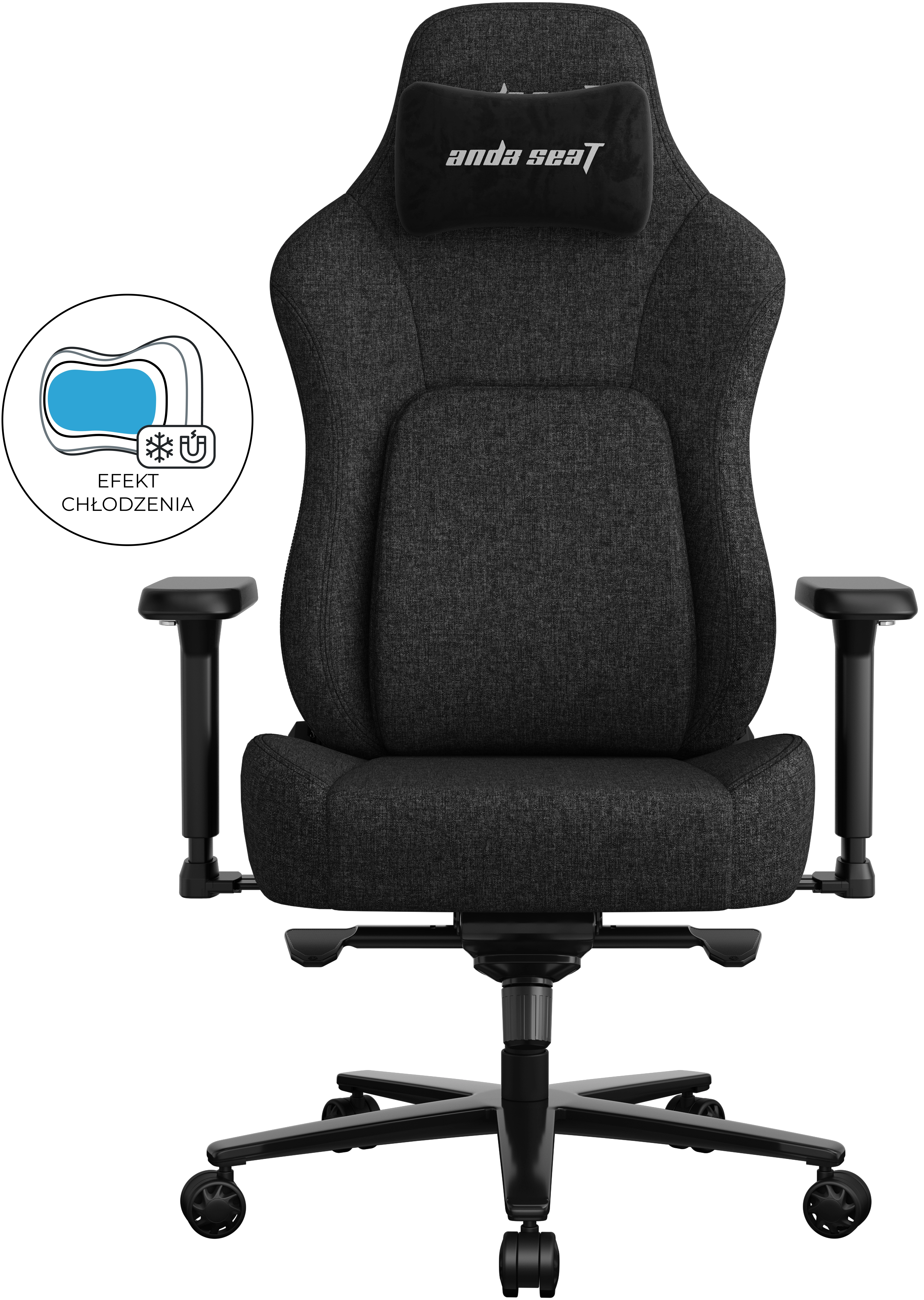 Fotel Anda Seat Phantom 4 L Pro Black Fabric Gamingowy do 100kg Tkanina Czarny