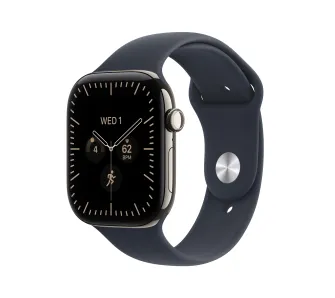 Apple Watch Series 12 GPS + Cellular Koperta 42mm tytan naturalny Pasek sportowy granat -M/L