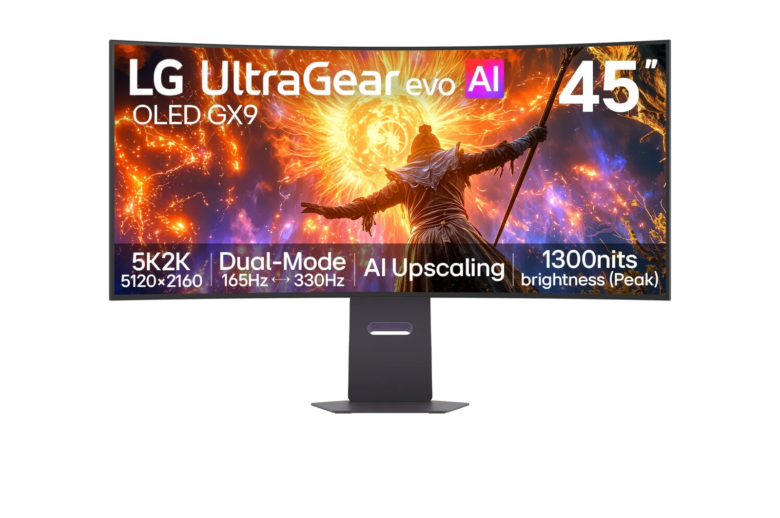 Monitor LG UltraGear evo AI 45GX950B 45" 5K2K WUHD OLED Dual Mode 165Hz/330Hz 0,03ms Funkcje AI Zakrzywiony Gamingowy