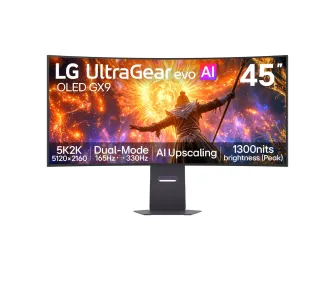 Monitor LG UltraGear evo AI 45GX950B 45" 5K2K WUHD OLED Dual Mode 165Hz/330Hz 0,03ms Funkcje AI Zakrzywiony Gamingowy