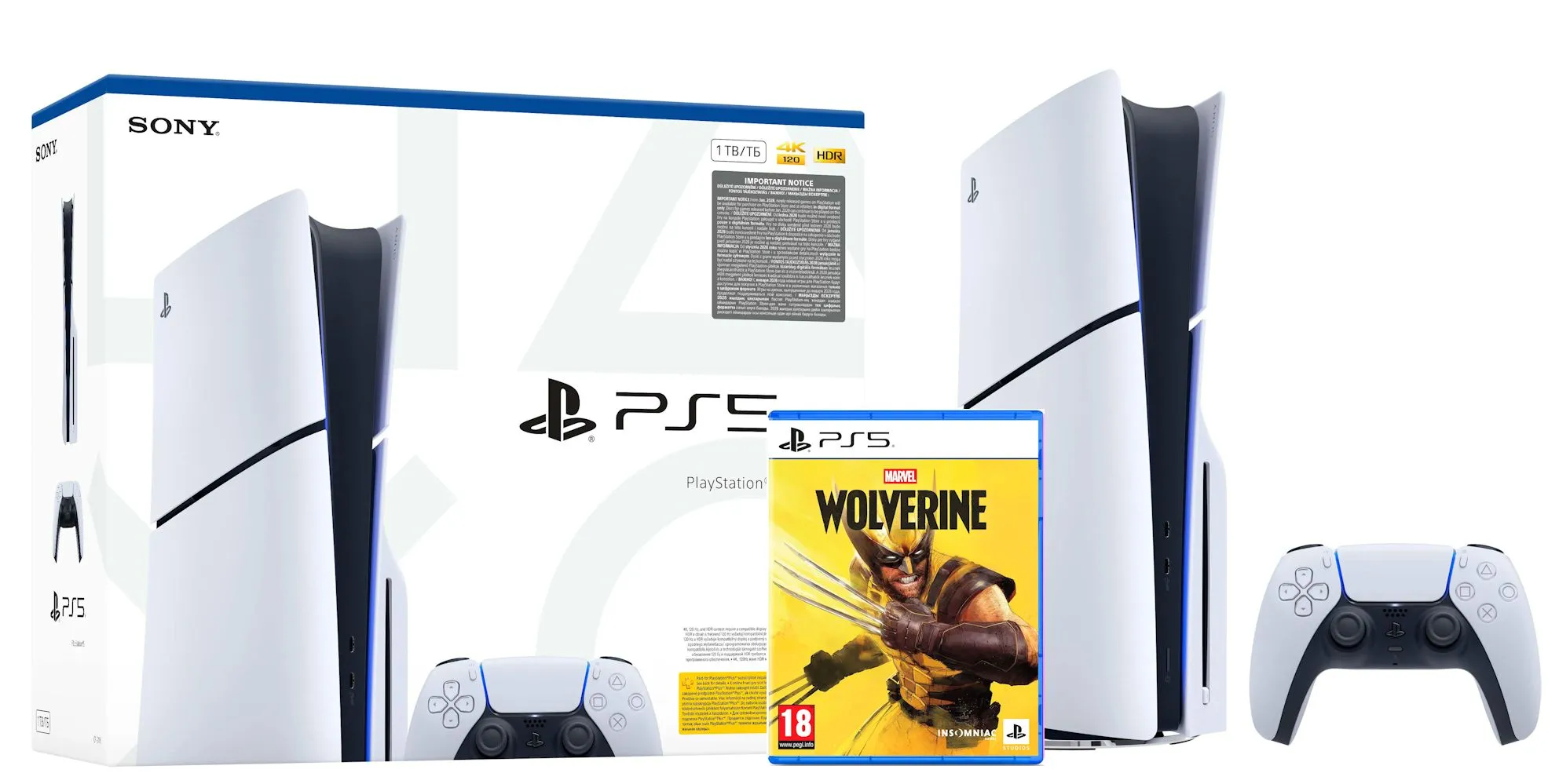 Konsola Sony PlayStation 5 Slim E Chassis (PS5) 1TB z napędem + Marvel’s Wolverine