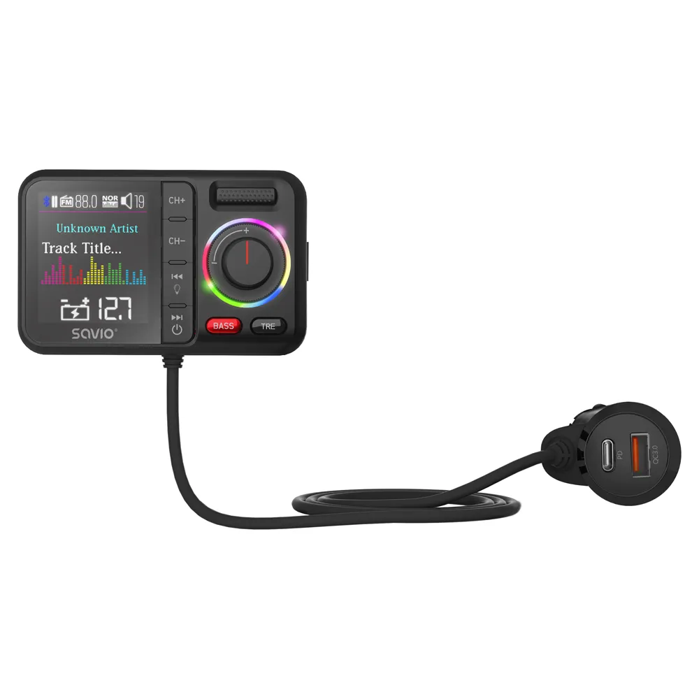Transmiter FM Savio TR-20 PD Bluetooth Czarny