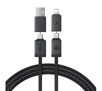 Kabel Baseus Versatile USB-C do USB-C, USB-A, Lightning 60W 1m Czarny