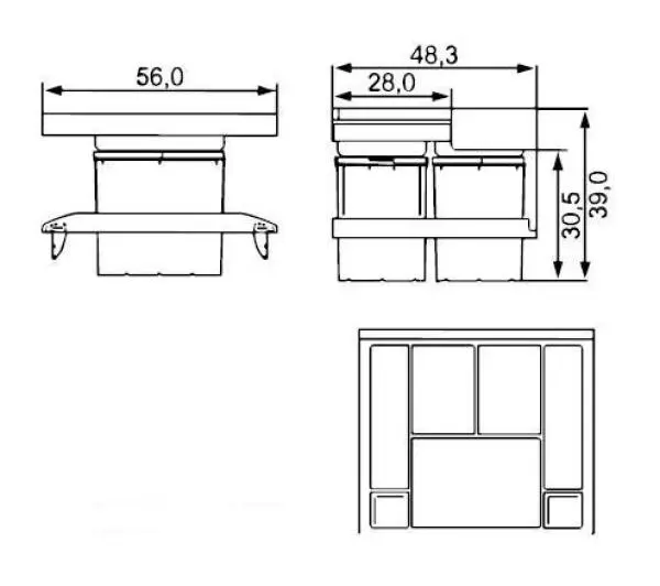 Franke Trolley Vario 60 2x8l 1x18l - DRUGI -30%, ALBO 4-TY -80% - Kup na Raty - RRSO 0%