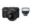 Canon EOS M + 18-55 mm f/3,5-5,6 IS STM (czarny) + lampa