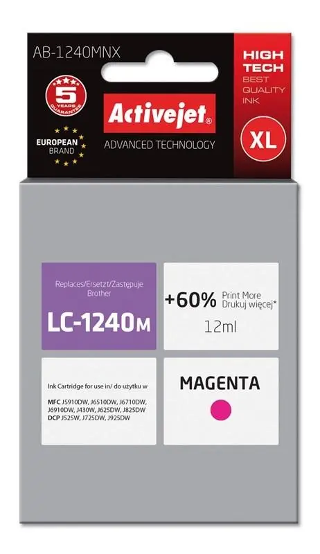 Tusz ActiveJet AB-1240MNX (zamiennik LC-1240M) Purpurowy 12 ml
