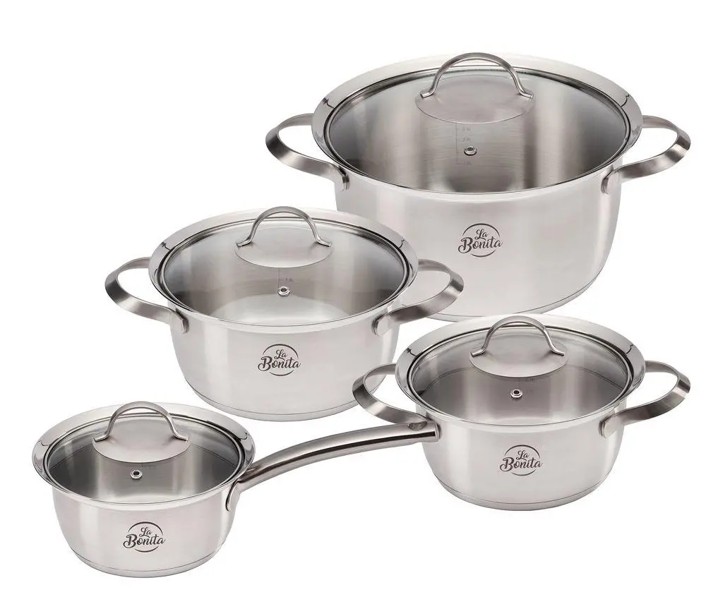 Zestaw garnków La Bonita Practico Indukcja Stal szlachetna 8 elementów