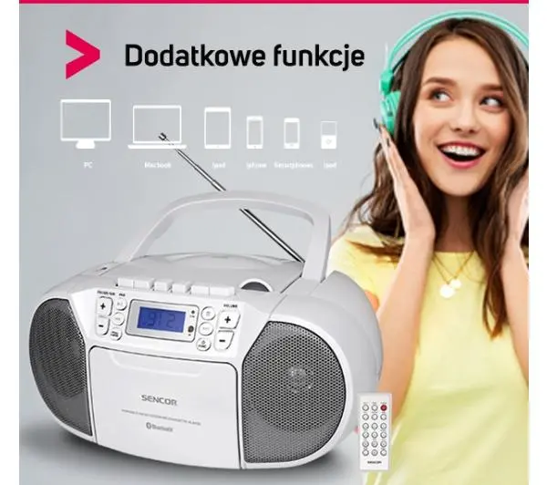 Sencor SPT 3907 W Bluetooth Biały