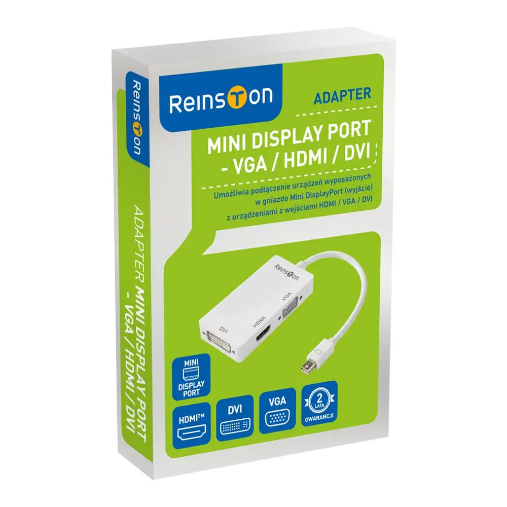 Adapter Reinston EDV009 mini DisplayPort na HDMI, VGA, DVI