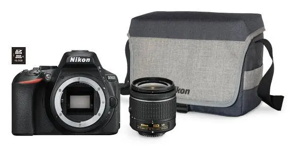 Lustrzanka Nikon D5600 + AF-P DX NIKKOR 18–55 VR  + torba + karta pamięci 16GB