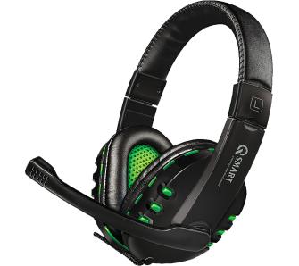 Słuchawki przewodowe z mikrofonem Q-SMART QSHXB001 Nauszne Czarno-zielony