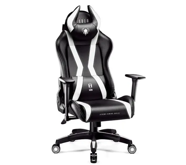 Diablo Chairs X-Horn 2.0 King Size Gamingowy do 180kg Skóra ECO Czarno-biały - Kup na Raty - RRSO 0%