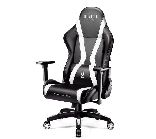 Diablo Chairs X-Horn 2.0 King Size Gamingowy do 180kg Skóra ECO Czarno-biały - Kup na Raty - RRSO 0%