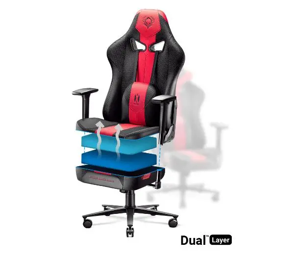 Diablo Chairs X-Player 2.0 Normal Size Gamingowy do 150kg Skóra ECO Tkanina Karmazynowo-antracytowy - Kup na Raty - RRSO 0%
