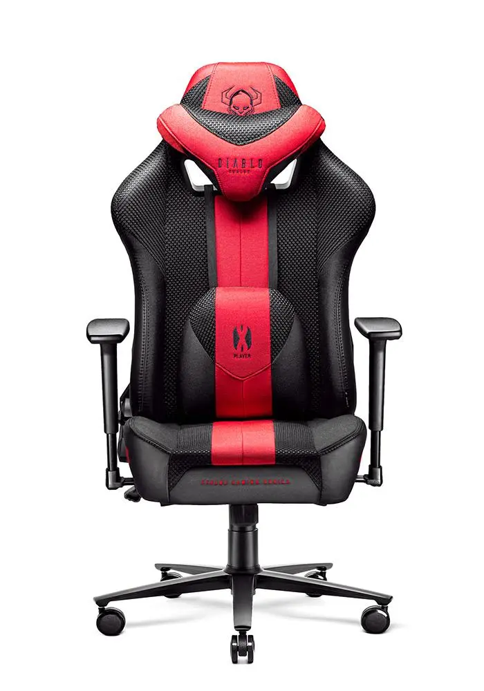 Fotel Diablo Chairs X-Player 2.0 Normal Size Gamingowy do 150kg Skóra ECO Tkanina Karmazynowo-antracytowy