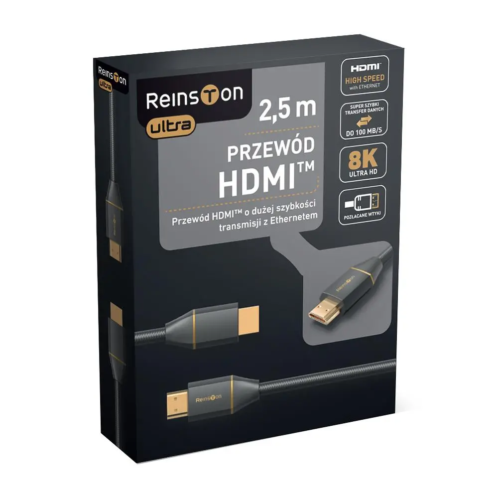 Kabel HDMI Reinston Ultra EK029 8K 2,5m Czarny