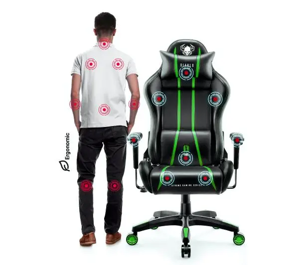 Diablo Chairs X-One 2.0 Normal Size Gamingowy do 136kg Skóra ECO Tkanina Czarno-zielony - Kup na Raty - RRSO 0%
