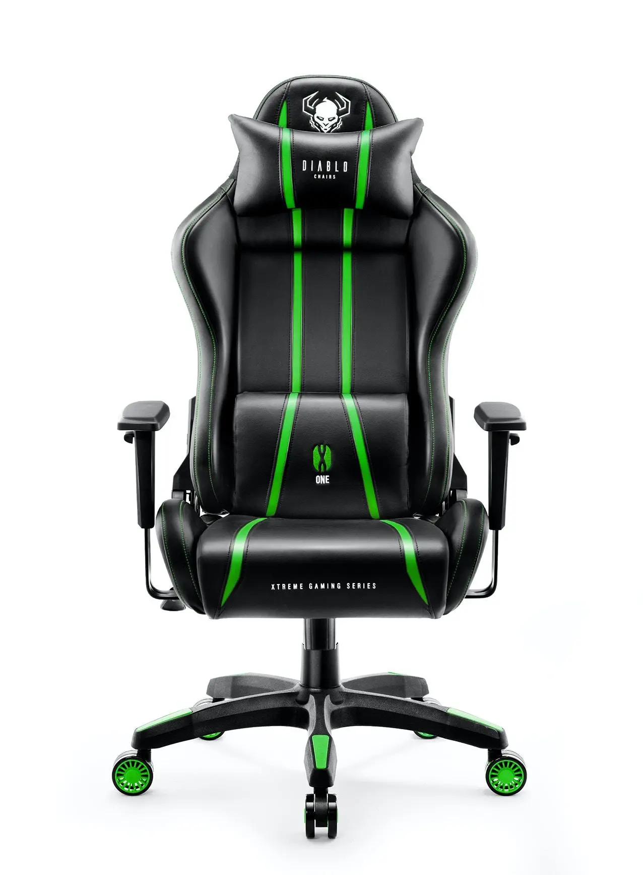 Fotel Diablo Chairs X-One 2.0 Normal Size Gamingowy do 136kg Skóra ECO Tkanina Czarno-zielony