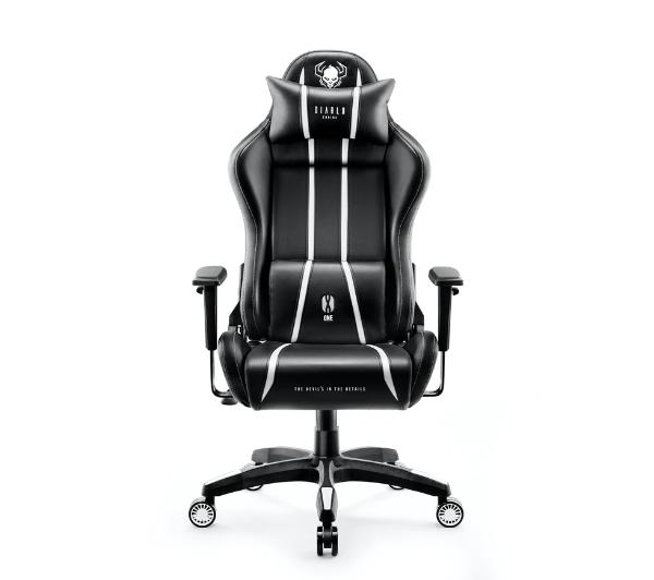Fotel Diablo Chairs X-One 2.0 Normal Size Gamingowy do 160kg Skóra ECO Tkanina Czarno-biały