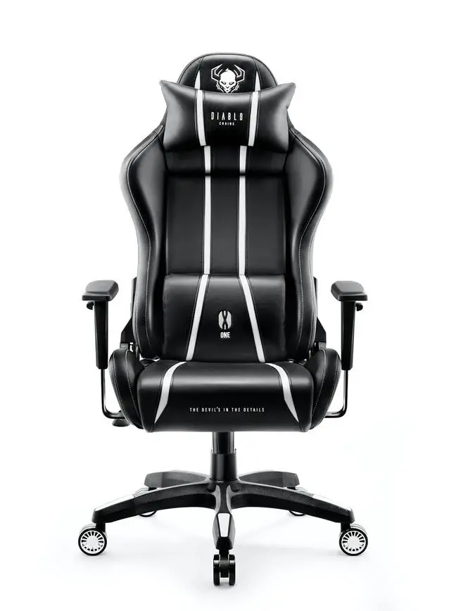 Fotel Diablo Chairs X-One 2.0 Normal Size Gamingowy do 136kg Skóra ECO Tkanina Czarno-biały