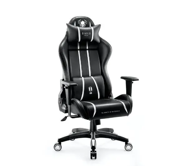 Diablo Chairs X-One 2.0 Normal Size Gamingowy do 136kg Skóra ECO Tkanina Czarno-biały - Kup na Raty - RRSO 0%