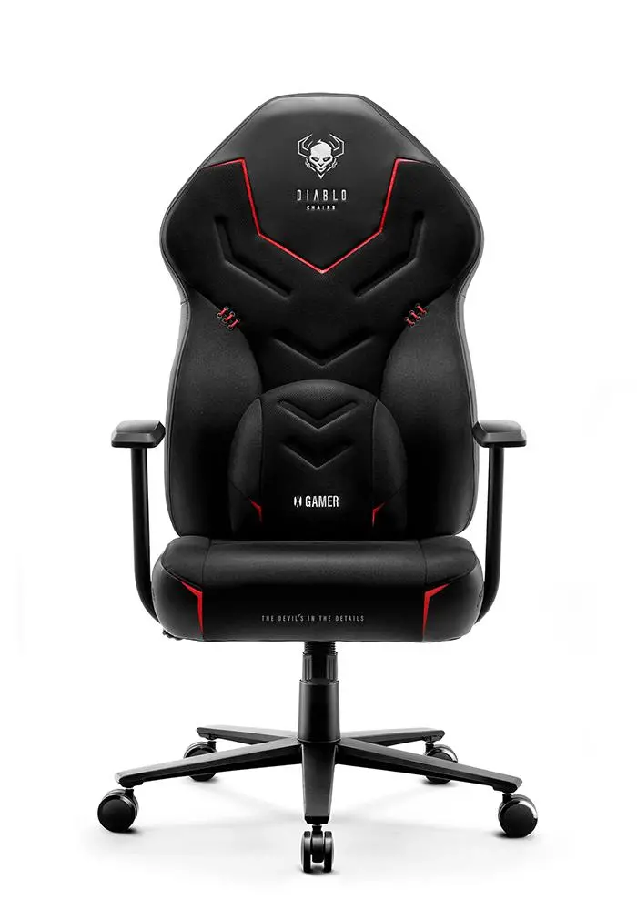 Fotel Diablo Chairs X-Gamer 2.0 Normal Size Gamingowy do 150kg Skóra ECO Tkanina Dark obsidian