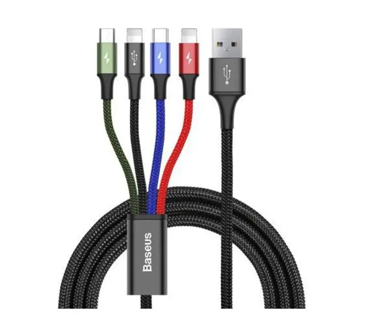 Kabel Baseus USB-C/2 x Lighting/micro-USB Fast 3,5 A 1,2 m Czarny