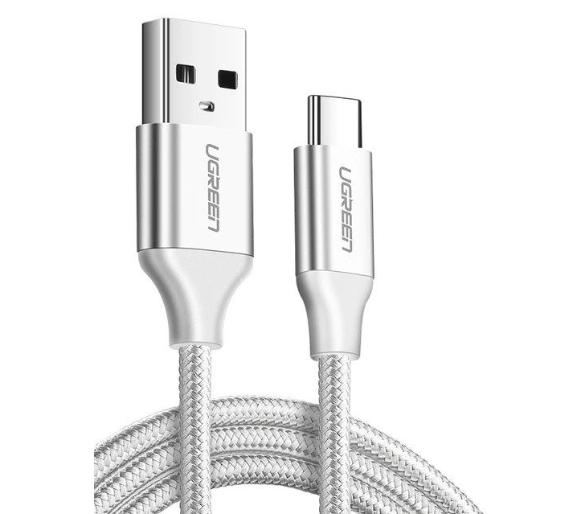 kabel USB UGREEN Niklowany kabel USB-C QC3.0 1m z aluminiową wtyczką (biały)