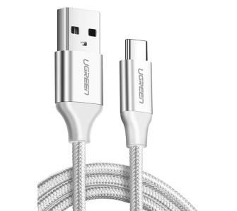 Kabel UGREEN Niklowany USB-C QC3.0 0,25m z aluminiową wtyczką Biały