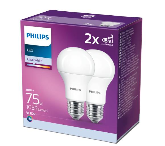 żarówka LED Philips 2 PAK LED 75W E27 A60 (zimna biel)