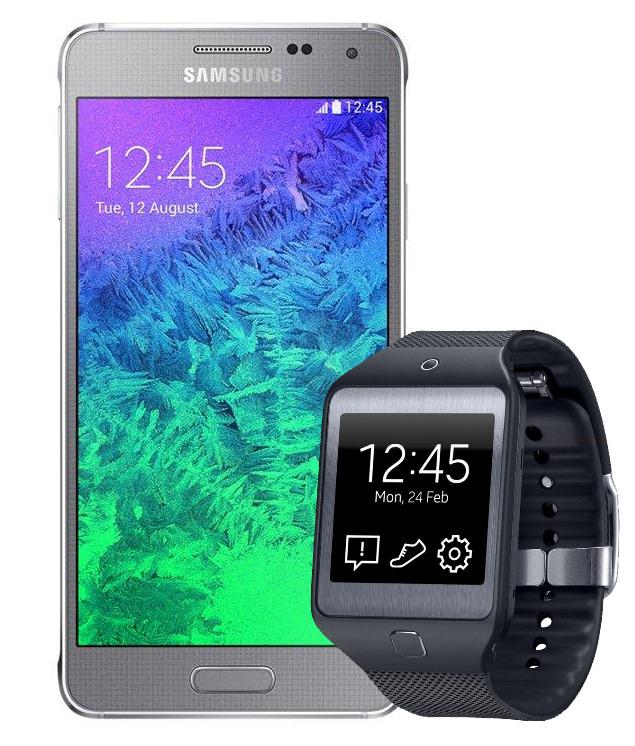 Samsung Galaxy Alpha SM-G850F (złoty) + Gear 2 Neo (czarny)