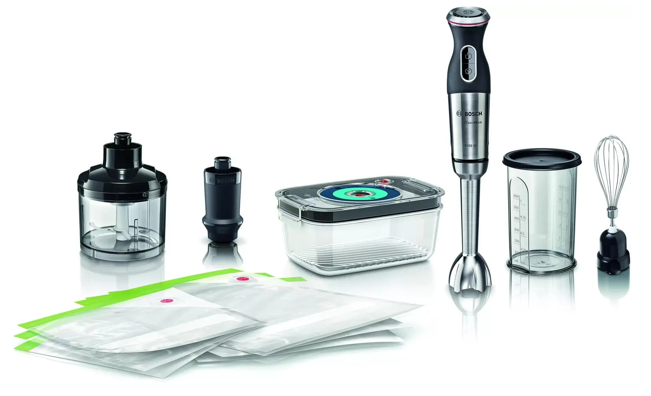 Blender Bosch MaxoMixx MS8CM61V5 1000W Rozdrabniacz Pompa próżniowa Końcówka do ubijania