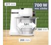 Robot kuchenny Bosch MUMS2EW00 Wydajność do 2,4kg lekkiego ciasta Kompaktowe wymiary